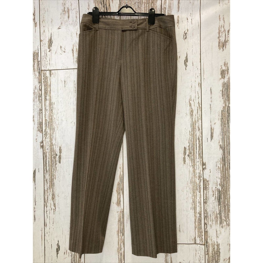 Women's Peter Nygard Dress Pants Suit Pants Size 10 Brown Pinstripes